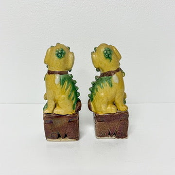 (22909) Pair Yellow Foo Dogs 5.75" Tall ca. 1900