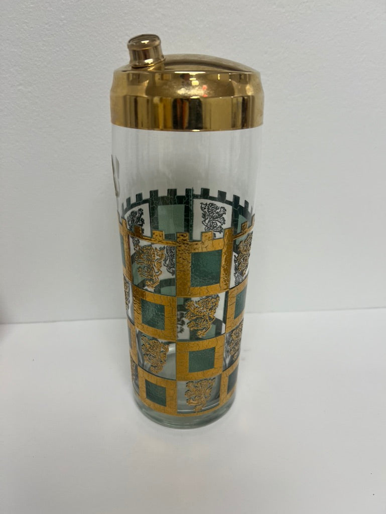 (23908) Multi Colored Culver Coat of Arms Shaker and Six Glasses