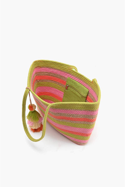 (23478) Recycled Cotton Stripe Tote-Sherbet