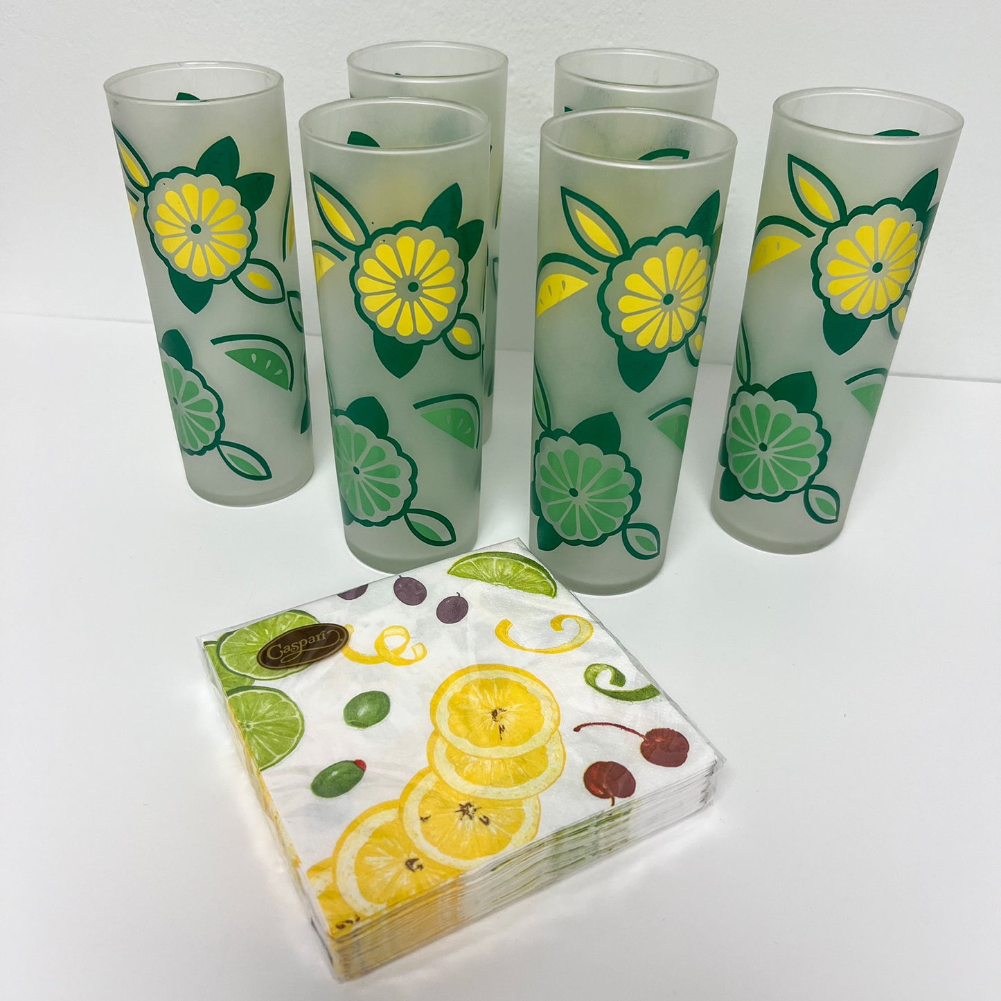 (23350) Set of Six Green and Yellow Floral Coolers