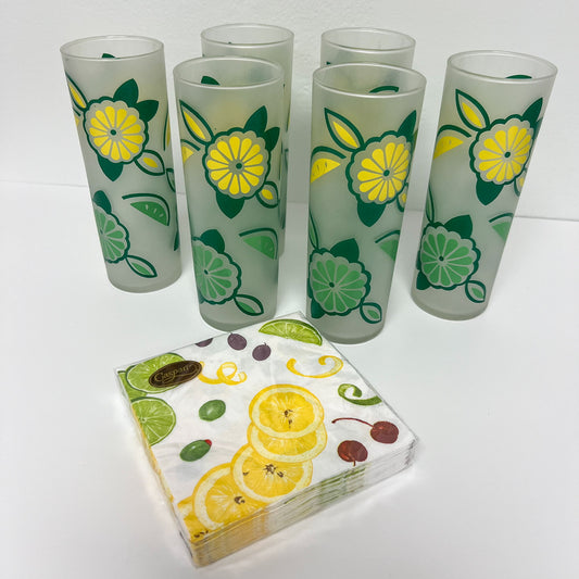 (23350) Set of Six Green and Yellow Floral Coolers