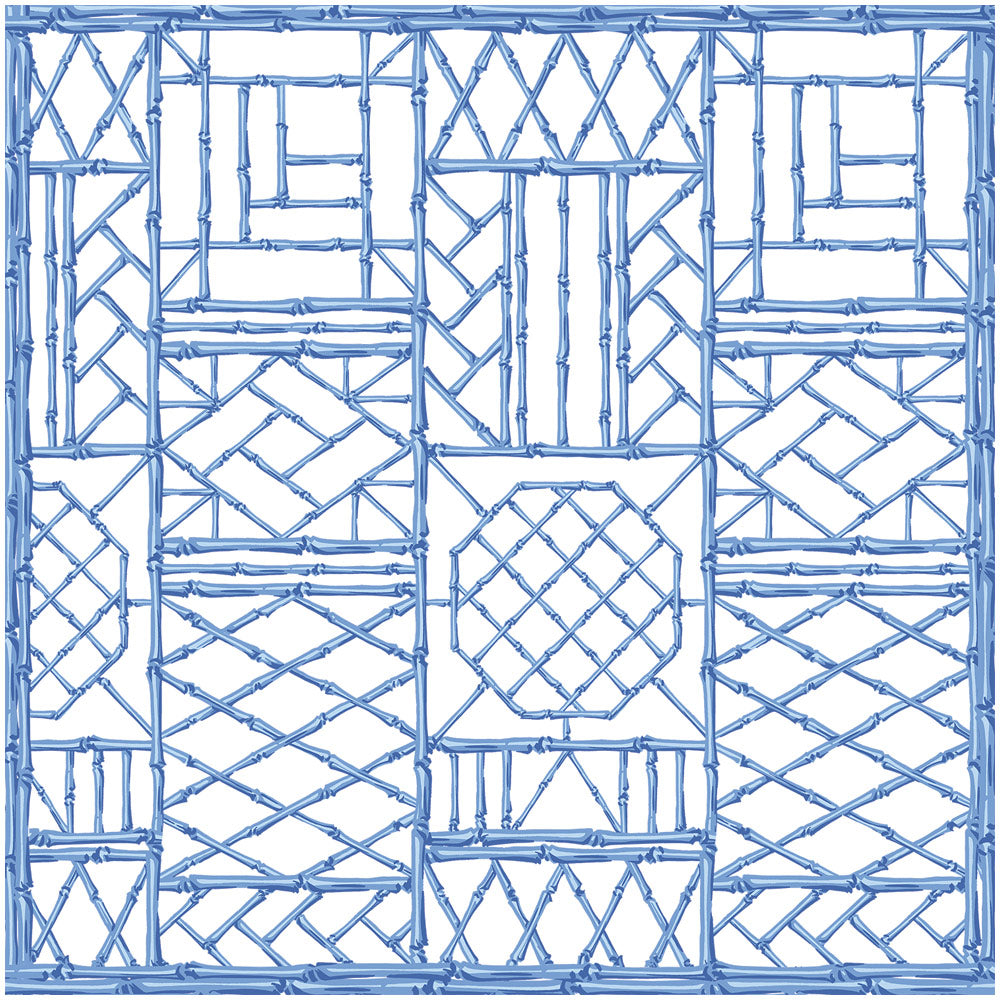 (26536) Set of Four Bamboo Screen Blue Cloth Napkins