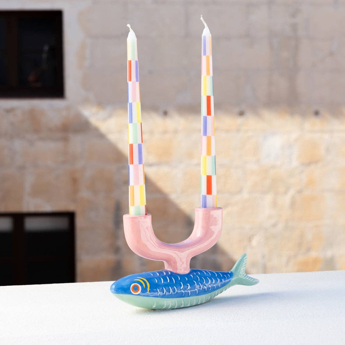 (26197) Fish Ceramic Candle Holder