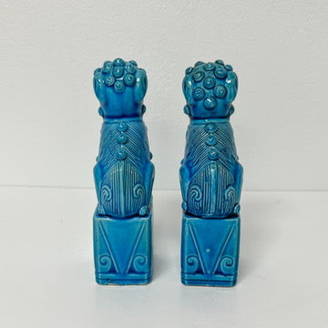 (25896) Pair App. 6" Turquoise Foo Dogs ca. 1920