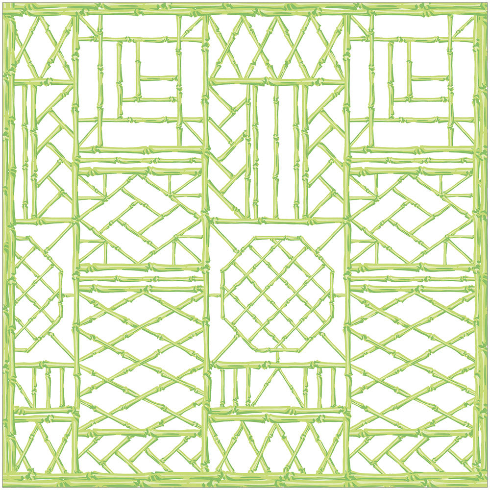(26537) Set of Four Bamboo Screen Green Cloth Napkins