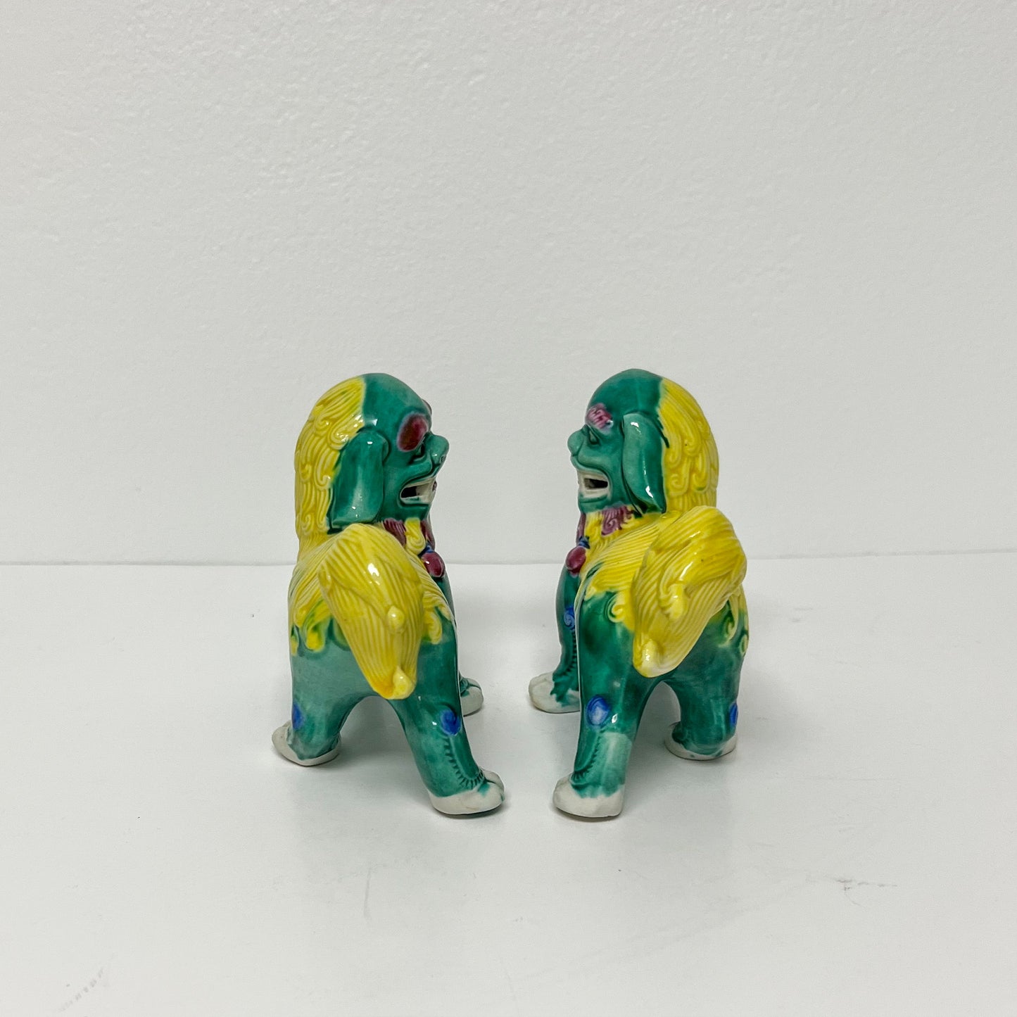 (21891) Pair of Green Foo Dogs on All Fours