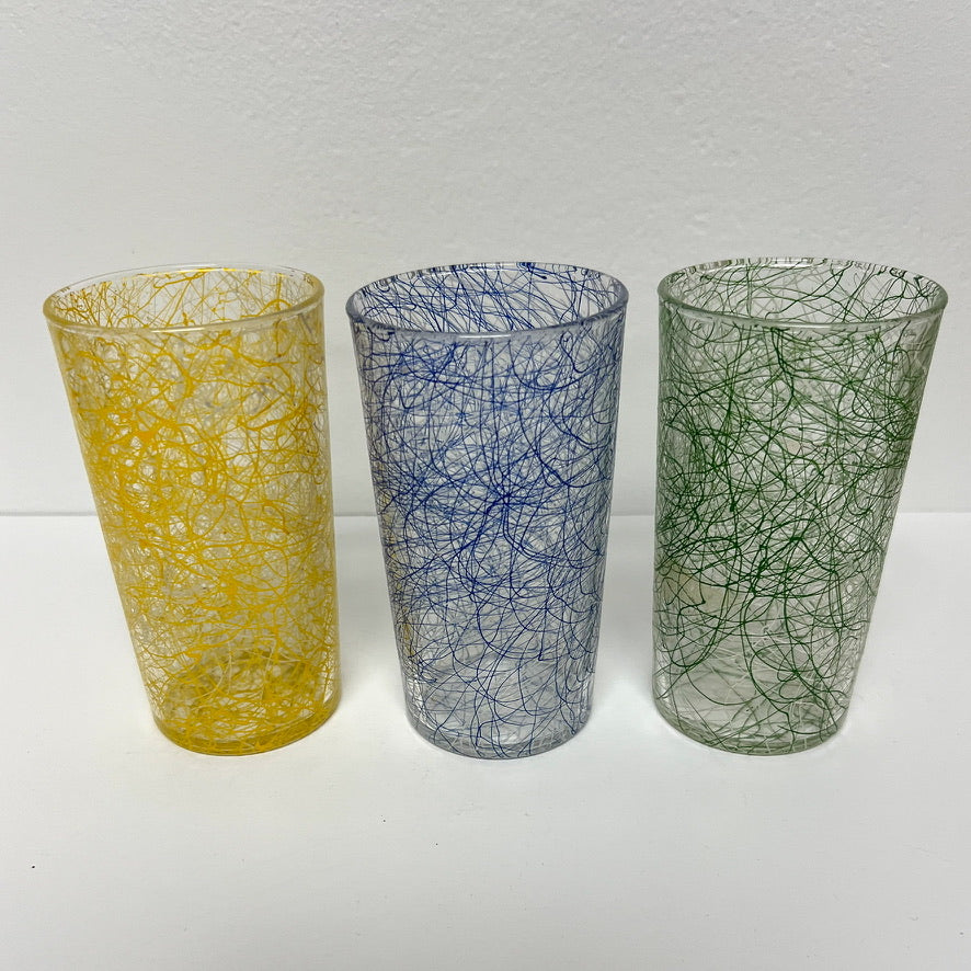 (23755) Ca. 1950's Stringware PItcher and Seven Glasses