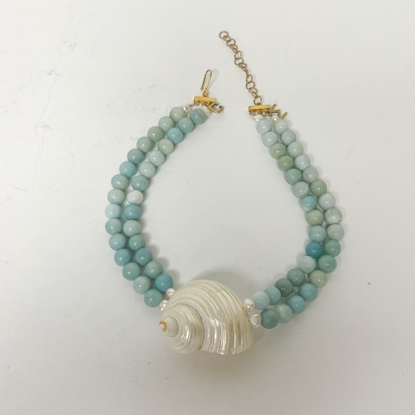 (26243) Fortunes Rocks Double Strand Blue Amazonite Rounds Necklace