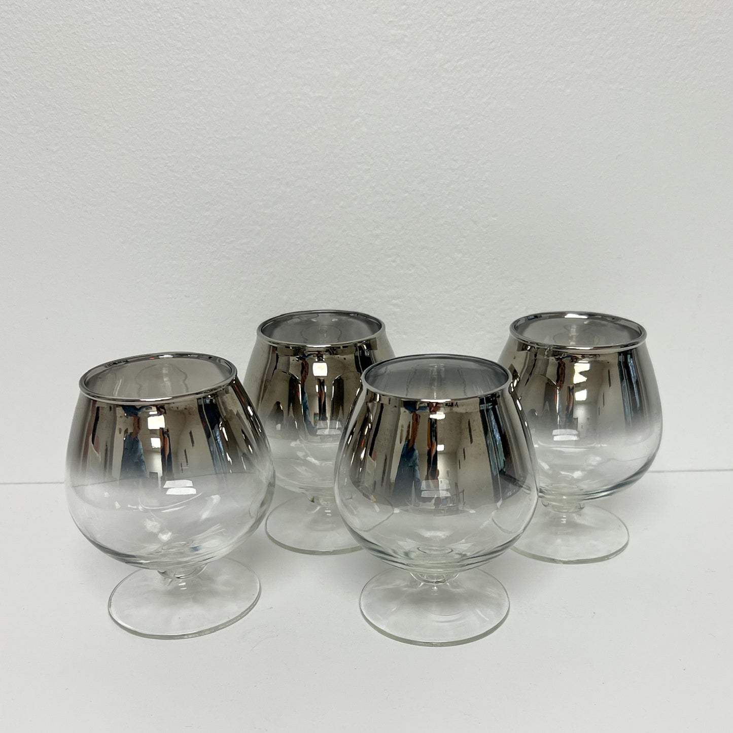 (23514) Set of Four Midcentury Silver Fade Snifters