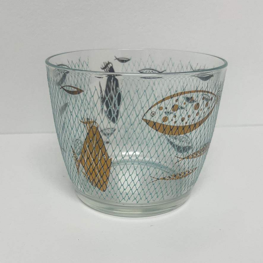 (23714) Atomic Turquoise and Gold Fish Ice Bucket