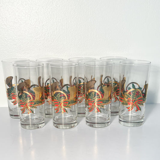 (20858) Set of Eight Culver Holiday Horn Tumblers