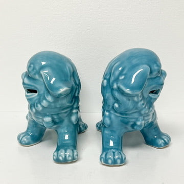 (26283) Pair of Light Blue Foo Dogs on All Fours