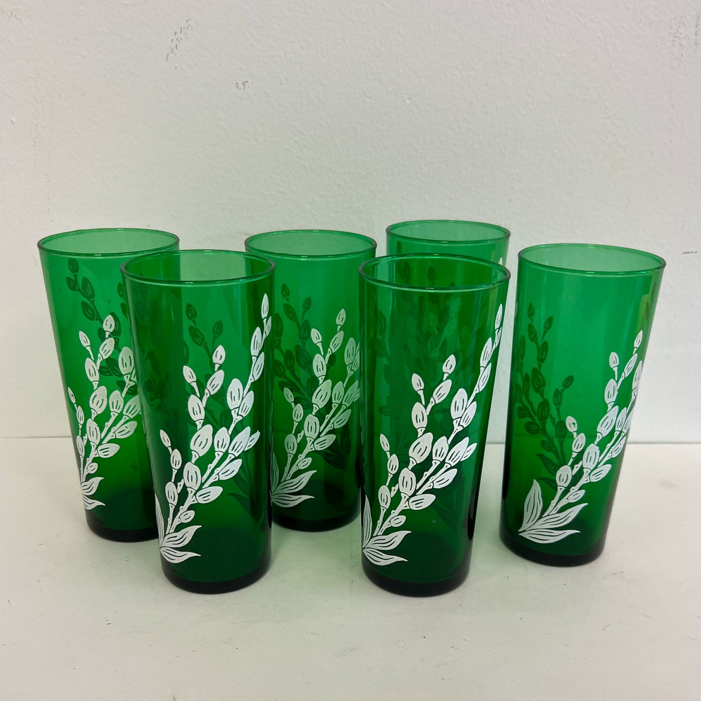 (22213) Set of Six Green Pussy Willow Coolers