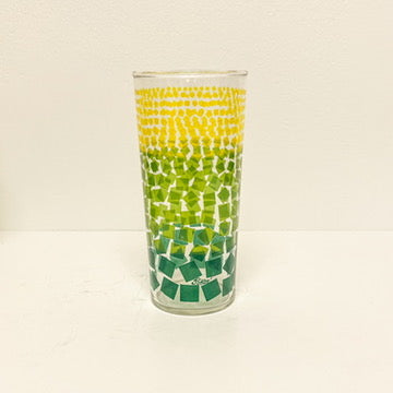 (22933) Set of Four Green Confetti Tumblers Signed Pokee