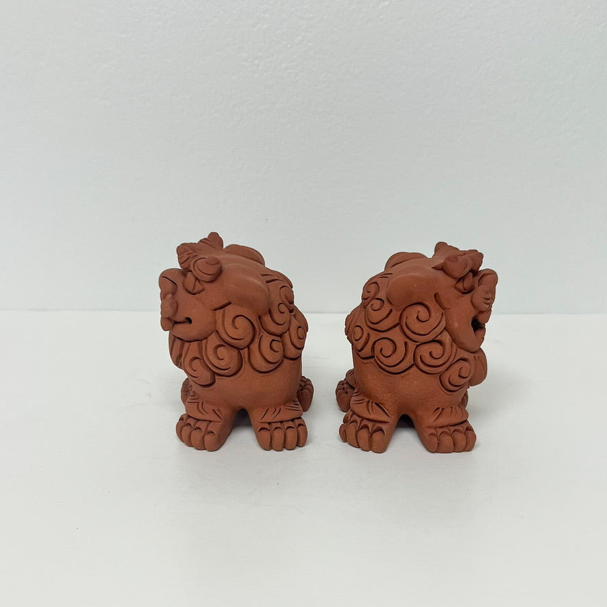 (21815) Pair of Small Terra Cotta Foo Dogs
