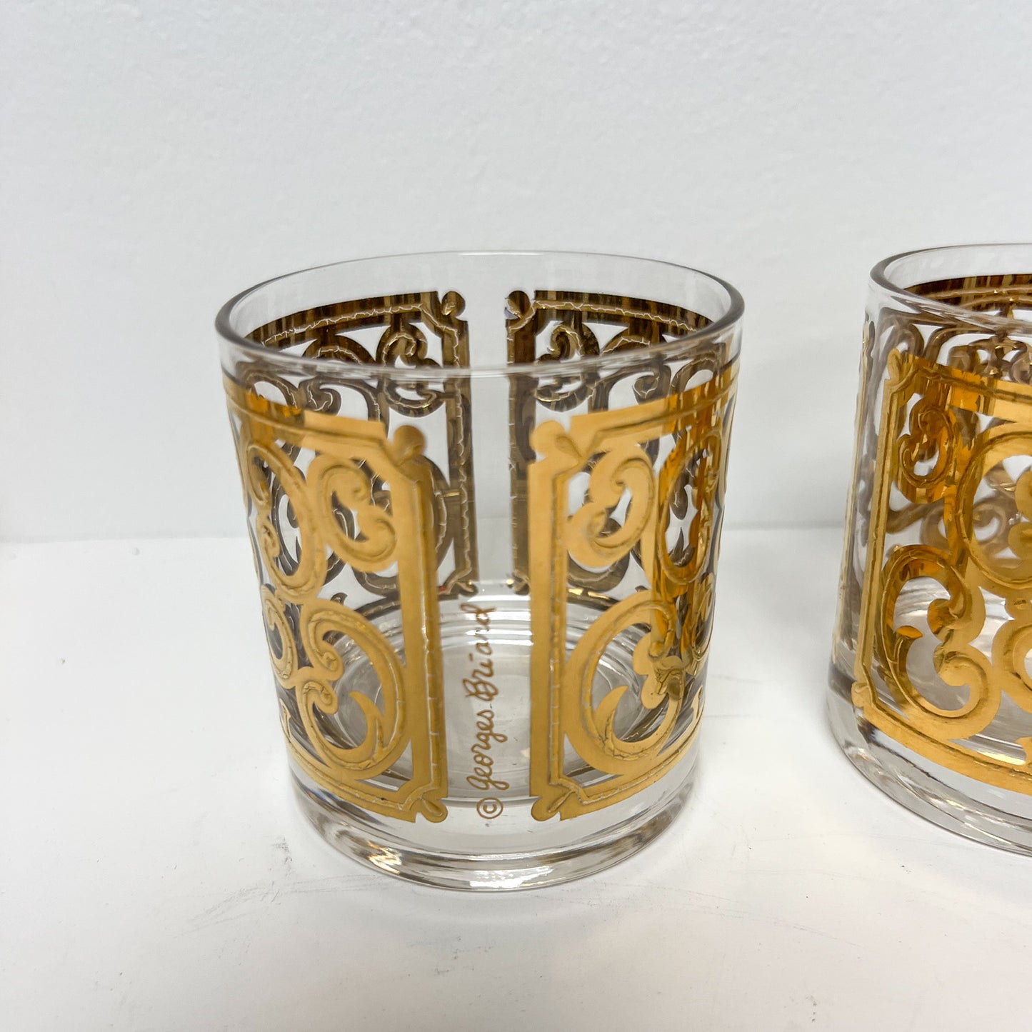 (22974) Set of Four Georges Briard Spanish Scroll Lowball Glasses