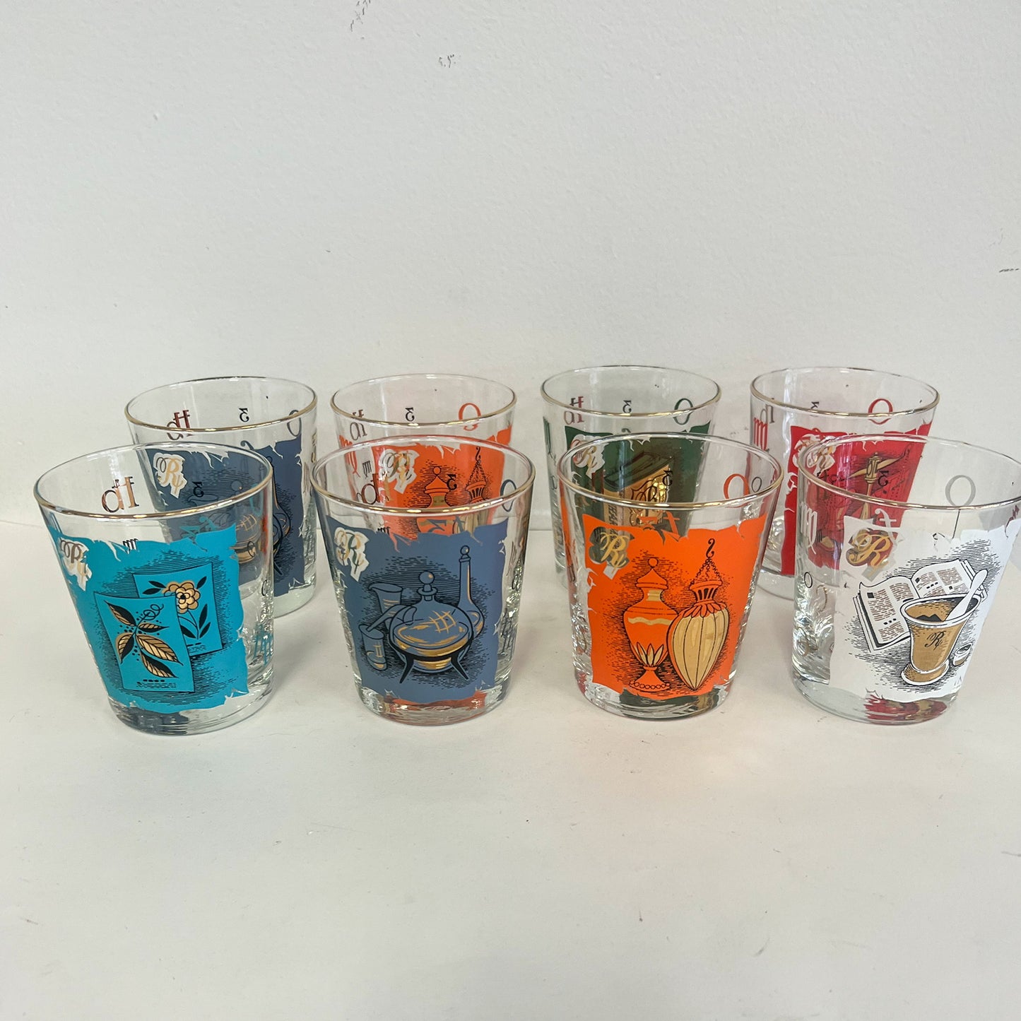 (21960) Set of Eight Midcentury Pharmacy Double Old Fashioneds