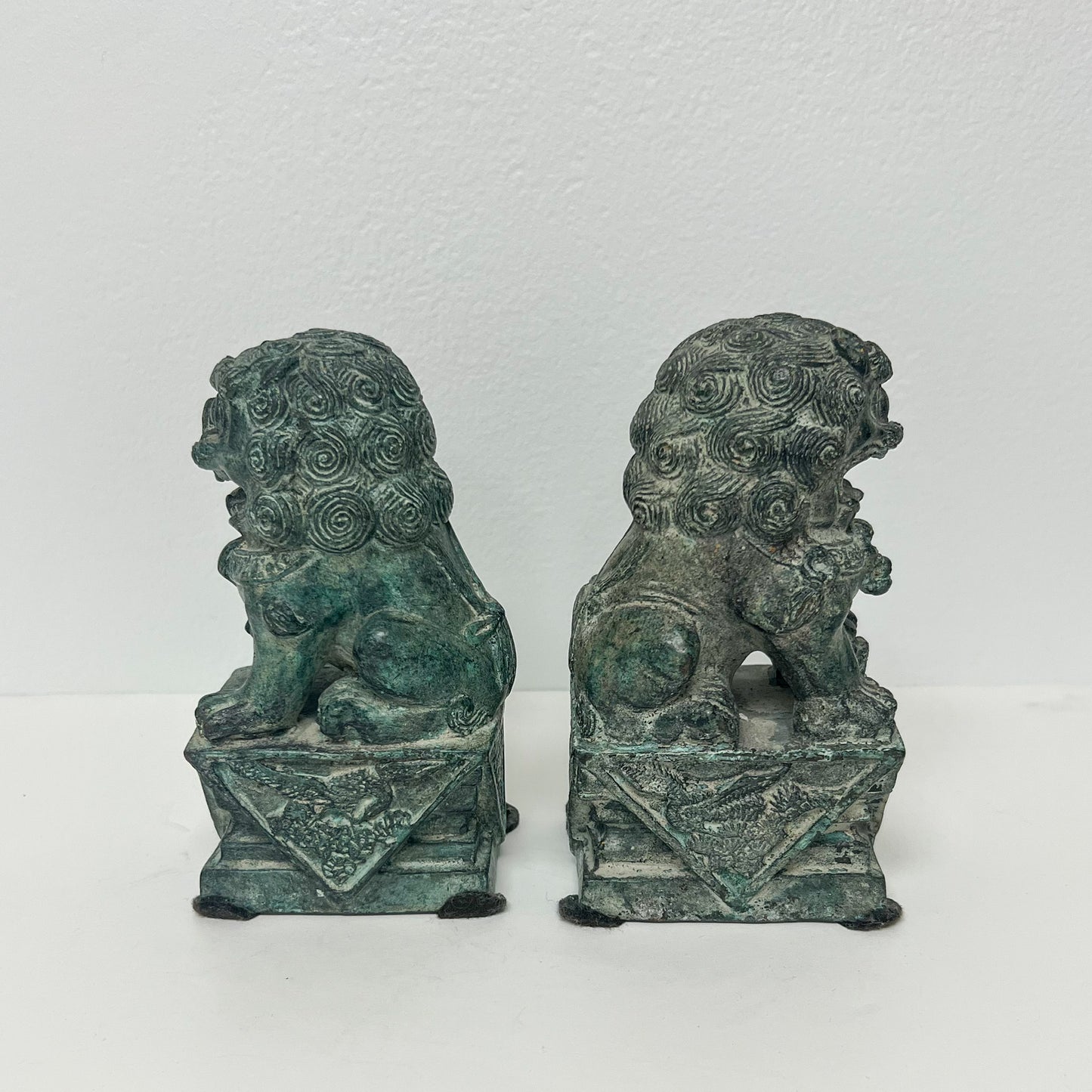 (21616) Pair of Verdigris Metal Foo Dogs