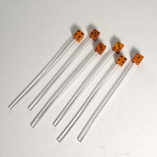 (22414) Set of Six Vintage Dice Stir Sticks