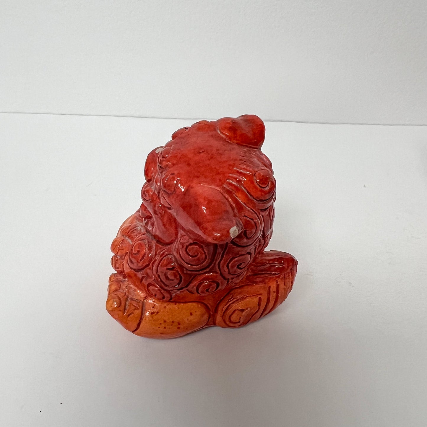 (23327) Pair Orange Foo Dogs 1970's Pier One