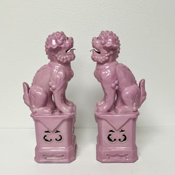 (26170) Pair of 12.5" Lavender Pink Foo Dogs