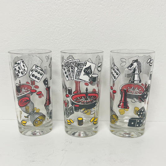 (25706) Hazel Atlas Casino Ice Bucket and Six Glasses