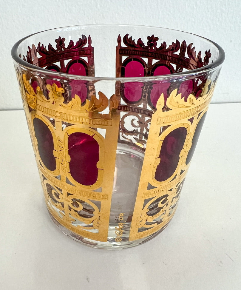(21631) Set of Eight Culver Cranberry Rocks Glasses