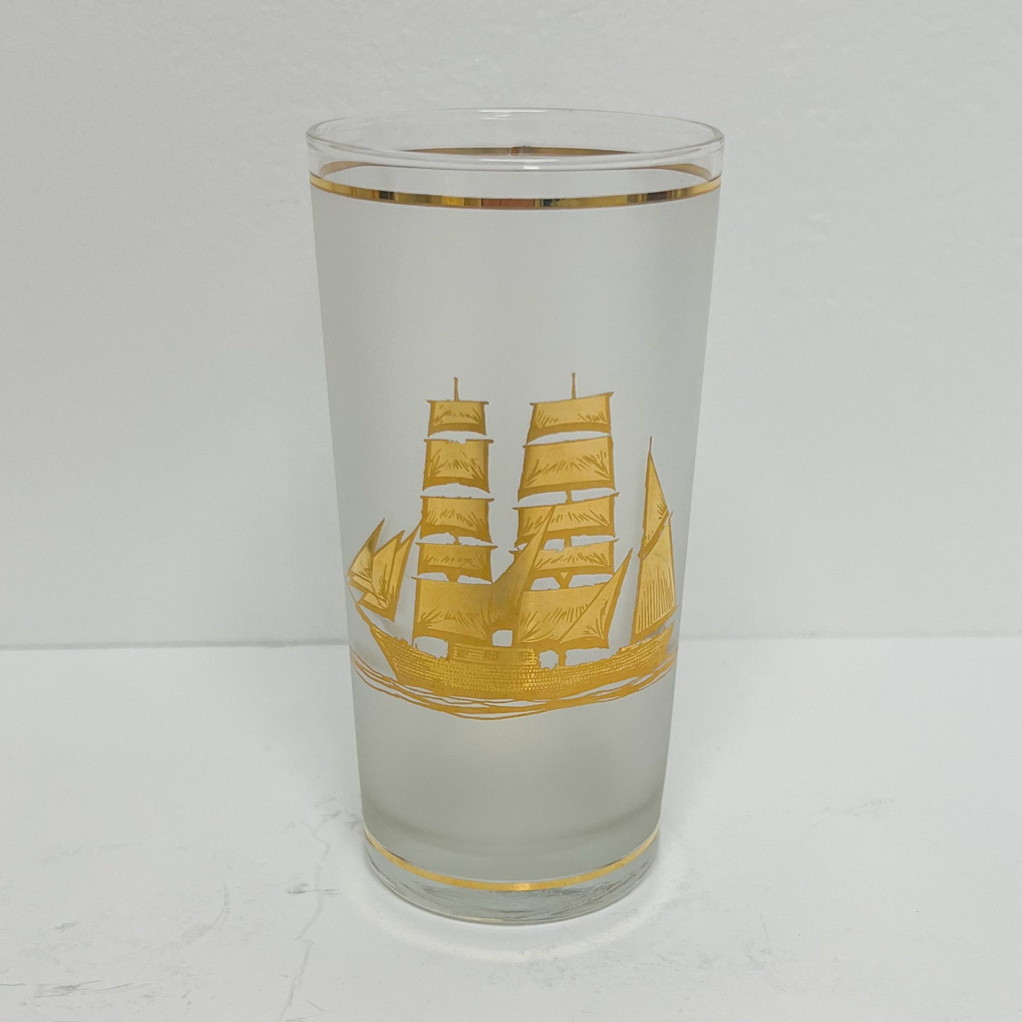 (24703) Set of Four Vintage Ship High Ball Glasses