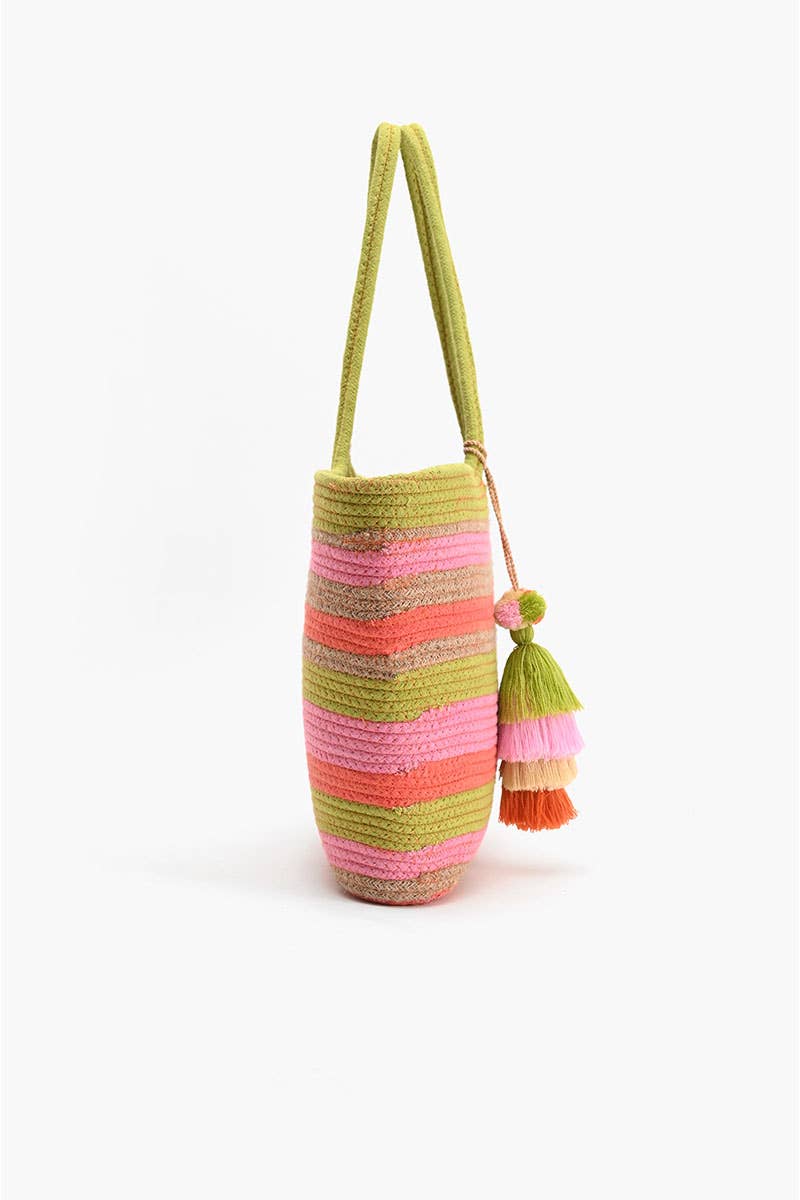 (23478) Recycled Cotton Stripe Tote-Sherbet