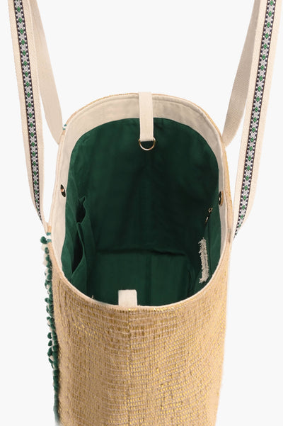 (23477) Green Bee Embellished Tote