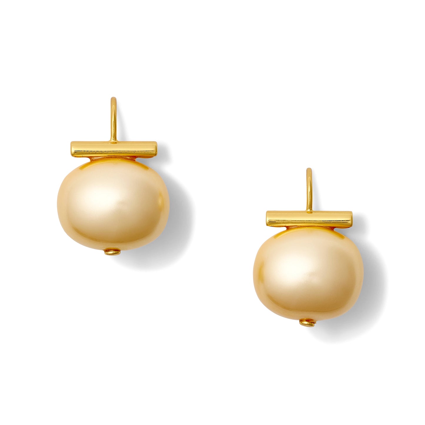 (27076) Buttery Gold Statement Making Pebble Pearl Earring