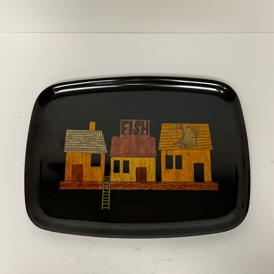 (26140) Vintage Medium Couroc Fish House Tray