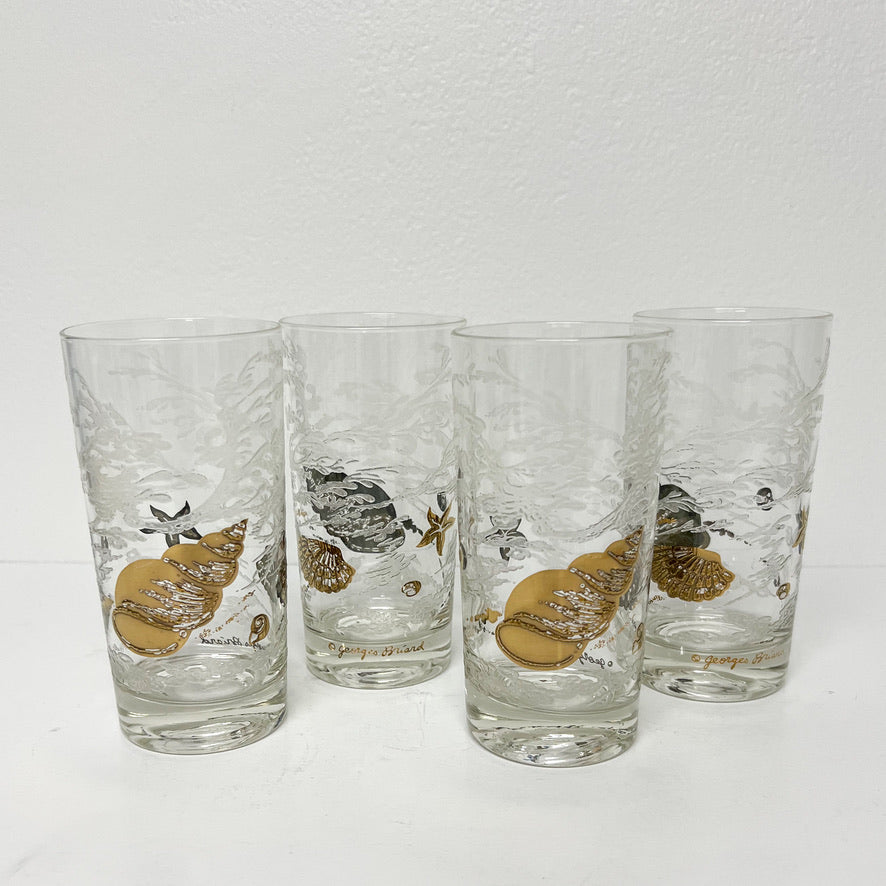 (23781) Set of Four Georges Briard Gold Shell Tumblers