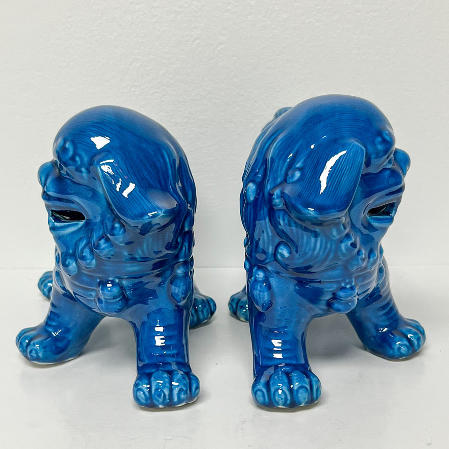 (26281) Pair of Turquoise Foo Dogs on All Fours