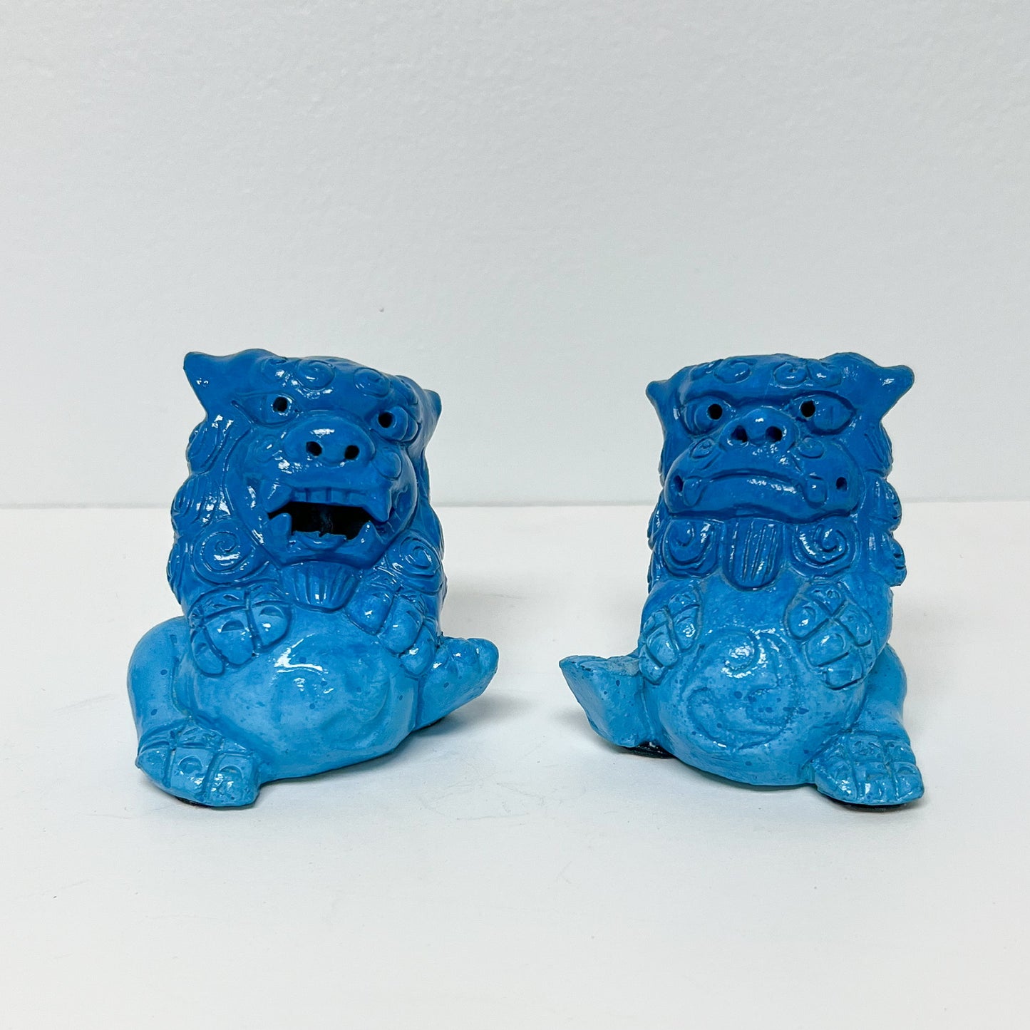 (21151) Pair 1970's Pier One Turquoise Foo Dogs