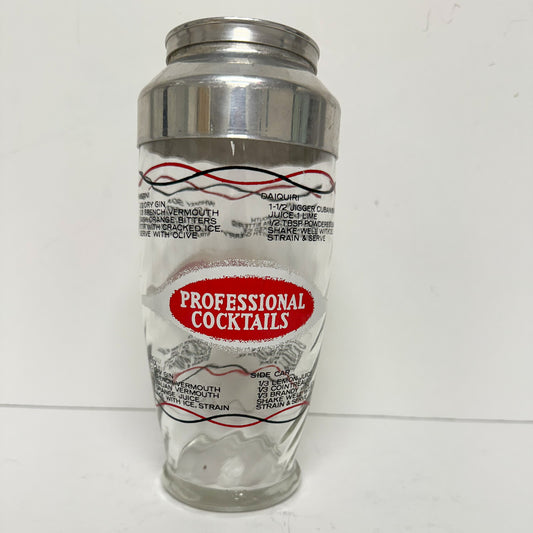 (20257) Midcentury Red Recipe Cocktail Shaker