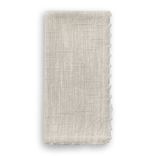 (26209) Knotted Edge Natural Cotton Napkin White Trim