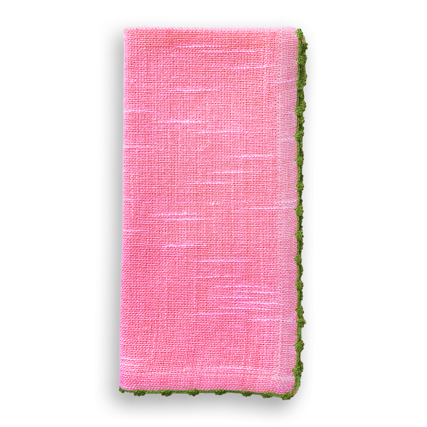 (25652) Knotted Edge Berry Cotton Napkin Olive Trim | Set of 4