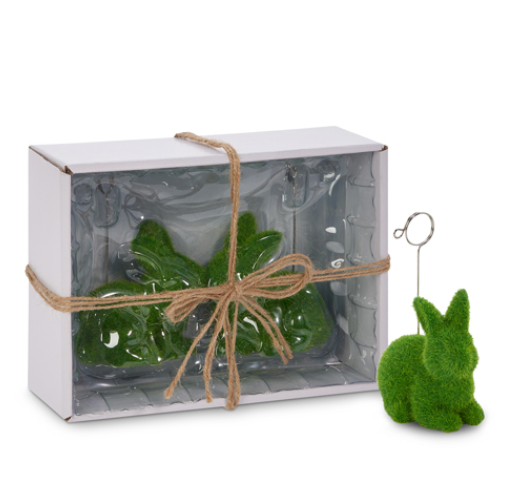 (26260) Set of Two Moss Bunny Place Card Holders