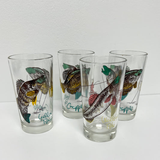 (23467) Set of Four Midcentury Fishing Tumblers