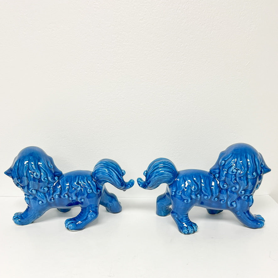 (26281) Pair of Turquoise Foo Dogs on All Fours
