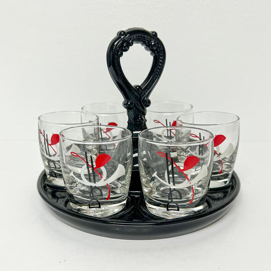 (18538) Six Equestrian Glasses In Carrier
