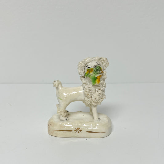 (26270) White Staffordshire Poodle with Basket