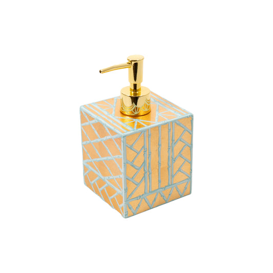 (26390) Bamboo Screen Robin's Egg Lacquer Soap Dispenser