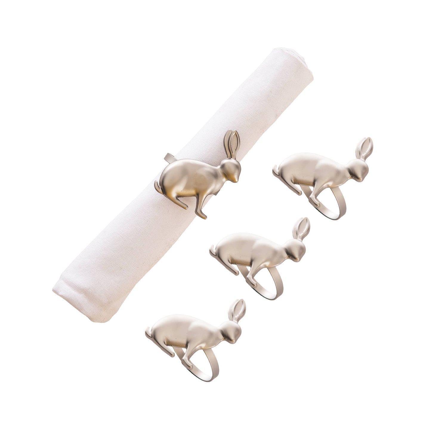 (26226) Easter Silver Rabbit Napkin Ring Set 4