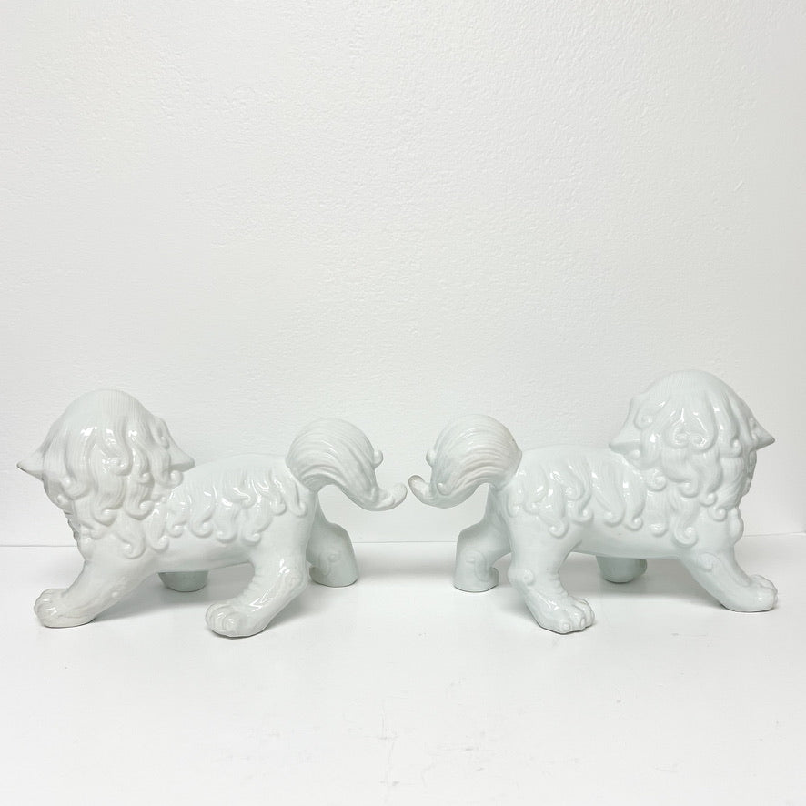 (26296) Pair of Blanc de Chine Style Foo Dogs on All Fours