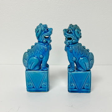 (25896) Pair App. 6" Turquoise Foo Dogs ca. 1920