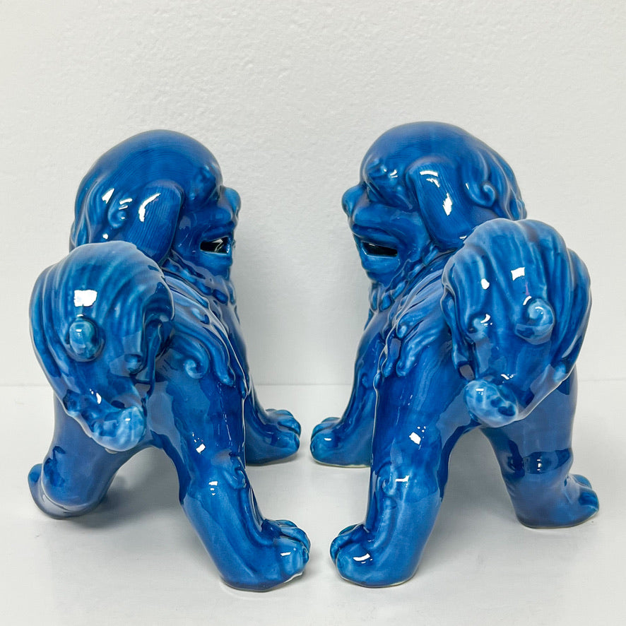(26281) Pair of Turquoise Foo Dogs on All Fours