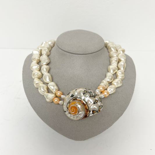 (24895) Chatham Double Strand Mother of Pearl Necklace Blonde