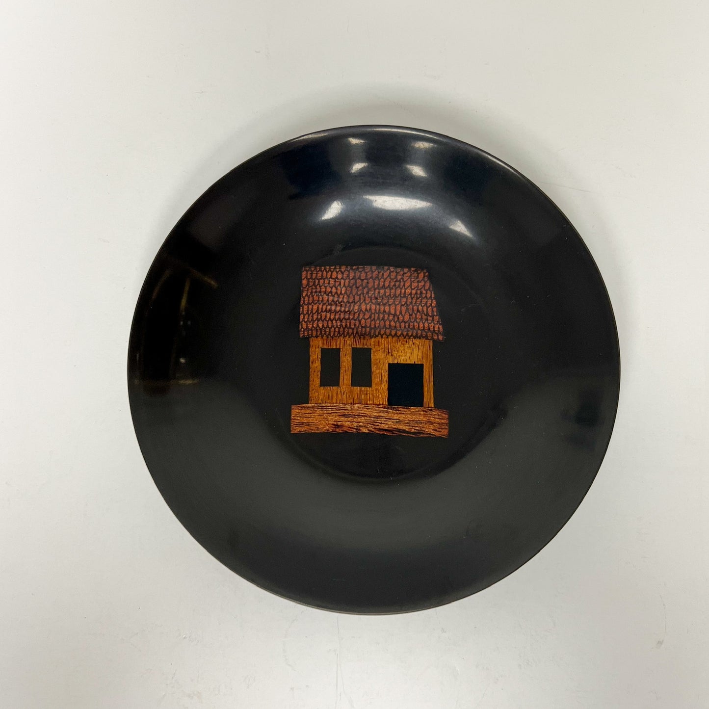 (26093) Vintage Couroc Bowl with Tiki Hut